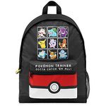 Pokemon Backpack Kids School Bag Boys Girls Teens Pikachu Eevee Pokeball (Black/Red)