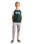 U.S. POLO ASSN. Boy's Letter Print Regular Fit T-Shirt (LKE01-PL_White-Green