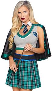 Leg Avenue Women's Sinister Spellcaster Wzard Adult Sized Costumes, Green/Blue, Medium US