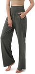 ODODOS Women's Wide Leg Palazzo Lounge Pants with Pockets Light Weight Loose Comfy Casual Pajama Pants-28 inseam, Charcoal Heather, Medium