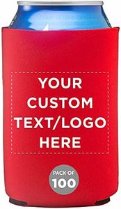 Custom Neoprene Collapsible Can Coolers 12 oz. Set of 100, Personalized Bulk Pack - Great for Weddings, Parties, Anniversary, Indoor & Outdoor Events - Red
