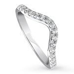 BERRICLE Sterling Silver Wishbone Wedding Rings Cubic Zirconia CZ Curved Half Eternity Ring for Women, Rhodium Plated Size 4-10, US 8, Metal, Cubic Zirconia