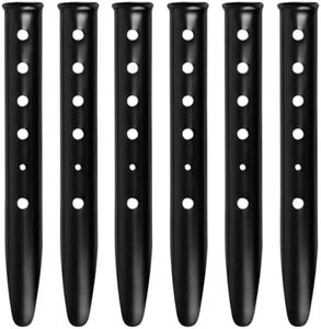 TRIWONDER 6X Snow and Sand Tent Stakes Pegs - Aluminum U-Shaped Tent Pegs Tent Nails Lightweight for Camping Hiking Backpacking (Black - U-Shaped - 13cm)
