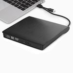 intendvision External CD DVD Drive USB 3.0 Type-C Portable Slim DVD/CD ROM +/-RW +/-R Optical Drive Player Reader Writer Burner for PC Laptop Computer Windows 11/10/8/7 (Black)