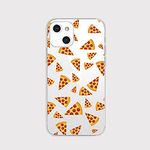 Blingy's for iPhone 13 Case (6.1 inch), Fun Pizza Pattern Funny Cartoon Food Design Transparent Soft TPU Protective Clear Case Compatible for iPhone 13 6.1" (Pizza Style)