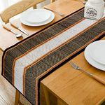 HOKIPO ® Natural Handcrafted Madurkathi Dining Table Runner (Black, 12x72 Inches) 6 Seater