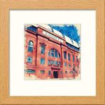L Lumartos Home Décor - Wall Art - Hanging Photo Frames – Glasgow Rangers Ibrox Frontage Contemporary Home Decor Wall Art Watercolour Print, Light Oak Frame, 8 x 8 Inches