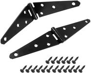 Hordion 2Pcs Strap Hinge Shed Door Hinges, 5 Inch Heavy Duty Gate Hinges Black Tee Hinge with Screws for Fence Wood Gate Cabinet Door