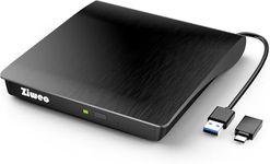 External CD DVD Drive, Portable USB 3.0 Type-C CD Burner CD +/-RW Drive DVD Player for ROM Rewriter Burner Compatible with Laptop Desktop PC Windows MacBook Linux Mac OS