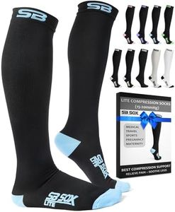 SB SOX Lite Compression Socks (15-20mmHg) for Men & Women – Best Socks for All Day Wear! (Black/Blue, S/M)