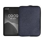 kwmobile Universal Fabric Tablet Sleeve - Soft Fabric with Zippered Closure - Full Practical Protection for Your Tablet - Dark Blue