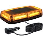 Justech 6-COB LED 60W Car Warning Light 7 Flash Modes Waterproof Amber Beacon Emergency Light Recovery Strobe Light 12V 24V with Magnetic Base for Car Vehicle Truck Trailer