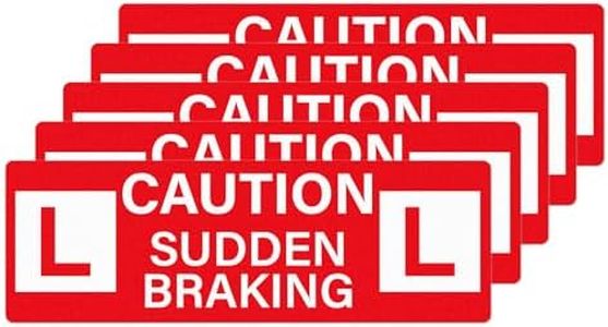 YIKIADA Caution Sudden Braking Stickers Vinyl 30 x 10 cm Self-Adhesive Learner Plate L Decals Driving School Instructor Signs for Car Learner Drivers 5 Pack