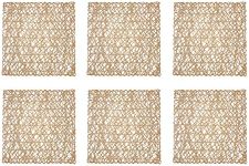 DII Woven Paper Tabletop Collection Holiday or Event Décor, Reversible Square Placemat Set, 16x16, Taupe, 6, Piece