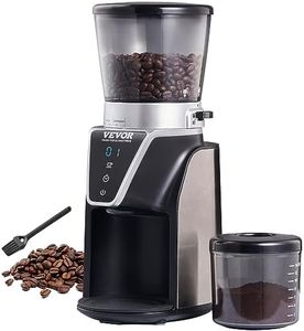 VEVOR Conical Burr Coffee Grinder, Adjustable Burr Mill with 51 Precise Grind Setting, 9.7-Ounce 13 Cups Coffee Bean Grinder, Perfect for Drip, Mocha, Hand Brew, French Press, Espresso, Silver