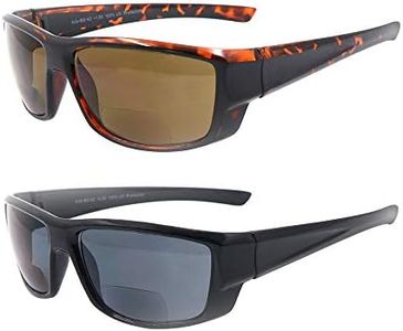 HYKaada Bifocal Reading Sunglasses For Men and Women ,2 Pairs Nearly Invisible Line Sprorts UV Protection Sun Reader, 1 Black/ 1 Tortoise, Oversize