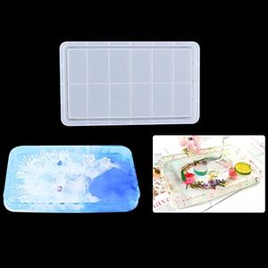 Rolin Roly Small Rectangle Coaster Resin Molds Silicone Tray Mold Plate Casting Mould DIY Small Dish Epoxy Mold for Cosmetic Jewelry Holder Home Decoration