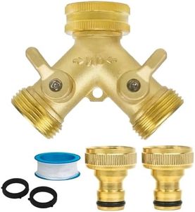 Celebration Directre 2 Way Brass Garden Tap Splitter, Double Way 3/4" Garden Hose Splitter Y Valve with Quick Individual On/Off Splitter Connector for Outdoor & Garden Hoses