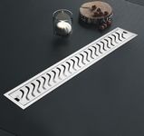 InBath Wave Shower Drain Channel with Collar| 24x4 Inches Shower Drainer| Floor Drain|Stainless Steel 304 Grade| Side Hole Type