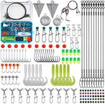 Surf Fishing Tackle Kit, Saltwater Fishing Gear Set Fishing Lures Pyramid Sinkers Leaders Fishing Rigs Floats Slides Jigs Hooks Swivels Beads Ocean Fishing Accessories