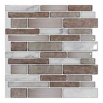 Art3d 10-Sheet Premium Stick On Kitchen Backsplash Tiles, 12"x12" Peel and Stick Self Adhesive Bathroom 3D Wall Tiles, Marble Design