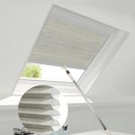 ZSTARR Manual Skylight Shades Cordless Honeycomb Blinds Full Blackout Light Filtering Fabric Window Shades for Skylight Roof Inclined Plane Room Windows (93035G-Olive Light Filtering)