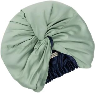 Essentials by Clementine Organic Hair Bonnet in Match Point Green | Silver Ion Silk Lined Bamboo Sleep Cap for Frizz-Free, Curly Hair, and Scalp Health