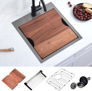 17 Inch Black Drop in Kitchen Bar Sink, Scamall 17X19X9 Inches Topmount Small Bar Sink - 16 Gauge Matte Black Stainless Steel Workstation Kitchen Bar Sink SM021-3SBG