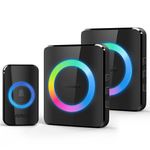 Wireless Doorbell, VOXON Door Bells Wireless Cordless with 2 Receivers IP65 Waterproof Plug in Door Bell Battery Operated, 1300ft Long Range Chime Kit with RGB LED Flash, 5 Volume Levels, 60 Melodies