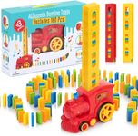 Domino Train Set - 160 Pcs. Fun and Colorful Train That Prepares Your Domino Rally Experience Quickly and Automatically for Boys and Girls Age 3-8 | Red