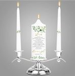 3 Unity Floral Candles for Wedding Ceremony Set with Silver Holder, Wedding Accessories for Reception