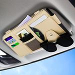 BROGBUS Car Visor Organizer Sun Visor Organizer for Car Pens, Sunglasses and Document Pockets (Cream)