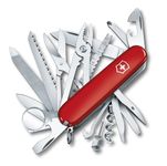 Victorinox Swiss Army Knife - Swiss Champ - Multitool with 33 Functions including a Pair of Scissors and Screwdriver - Black, 91 mm (Red)