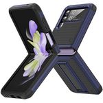 Jeylly for Samsung Galaxy Z Flip 3 Case, Z Flip 4 Phone Case with Stable Stand Shockproof TPU Bumper Hard Back Armor Cover Protective Phone Case for Galaxy Z Flip 3 5G/Z Flip 4 5G, Blue