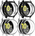 Amzpas [4 Pack] Compatible with Samsung Galaxy Watch Active 2 Screen Protector Case 40mm, Soft TPU Full Around Cover for Samsung Galaxy Active 2 Smartwatch (Black, Black, Clear, Clear, 40mm)