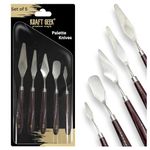 KRAFT GEEK 5 Piece Palette Knife Set. Stainless Steel Palette Knives for Arts and Crafts. Mixing Scraper and Knives for Acrylic Art and Baking.