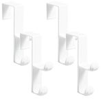 InterDesign Over the Door, Organizer Hook for Coats, Hats, Robes, Towels - Double Hook, White, Pack of 4