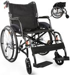 Wheelchairs for Adults, Comfortable Transport Wheelchair Lightweight Foldable，25lb Portable Transfer Chair for Seniors with Swing-Away footrests and Anti Tipper, 264lb Capacity