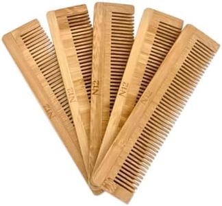 N12 Products 5 Bamboo Wood Pocket Beard Comb Set of 5, 100% Natural wooden combs for Beard, Hair, Mustache, Men & Women, Travel-Friendly, Eco-Friendly Grooming Solution