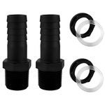 2 Sets PVC Bulkhead Fitting 1 Inch PVC Bulkhead Water Tank Connector Adapter Fitting with Rubber Seal Rings and Locking Nuts for Rain Barrels, Water Tanks, Aquariums (Black)