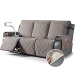 TAOCOCO Waterproof Recliner Sofa Cover, Non Slip Split Recliner Couch Cover with Elastic Straps Pocket, Washable Reclining Sofa Cover Furniture Protector for Kids, Dogs, Pets(3 Seater, Light Brown)