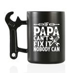 Onebttl Papa Gifts for Father's Day, Papa Coffee Mug with Wrench Handle from Granddaughter and Grandson, 13.5oz/400ml Funny Ceramic Mug for Grandpa - Papa Can Fix