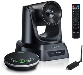 TONGVEO Wireless AI PTZ 20X Camera System with Auto Tracking Built-in Receiver & Bluetooth Speakerphone, 5.8GHz 1080P 60fps Conference Camera for Church Zoom, OBS Meetings