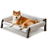 MEWOOFUN Elevated Raised Dog Sofa Bed - Breathable Pet Bed with Removable Washable Cover, Dog Beds for Large Medium with Anti-Slip Bottom, 87x63x28cm, Brown