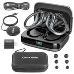 Groove Electronics Wireless Bluetooth Earbuds with Charging Case | 4-in-I | Wireless Sports Earbuds | Wireless Charging Pad | Quick Charger Adapter | Travel Case Black