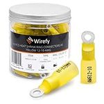 Wirefy Heat Shrink Ring Terminals #6 - Marine Grade Terminal Connectors - Waterproof Eyelet Wire Connectors - Red 10-12 AWG - 90 PCS