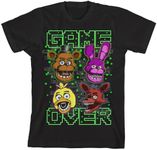 Bioworld Five Nights at Freddy's Youth Boys Characters Graphic T-Shirt, Black (Medium)