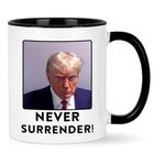 Maustic Trump Mugshot Mug, Never Surrender Donald Trump Coffee Mug, Not Guilty Free Trump Mug Shot, Funny Trump 2024 Coffee Mug, Gifts for Friends, Coworker, Family, Republican, 11 Oz Two Tone