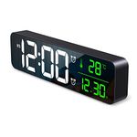 AMIR Digital Clock Large Display, Newest 10.5'' Digital Wall Clock for Living Room, Temp & Date Display Wall Electronic Clocks, LED Mirror Clock with 40 Music, 2 Alarm, 6 Brightness Dimmer, 4 Volume