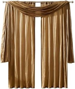 Elrene Home Fashions 026865868432 Window Curtain Drape Rod Pocket Panel, Polyester, Gold, 52"x95" Each (2 Panels) & 52"x216" (1 Valance)